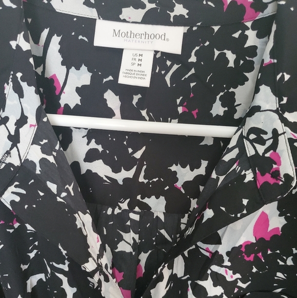 Maternity shirt dress, black floral print - Picture 2 of 2